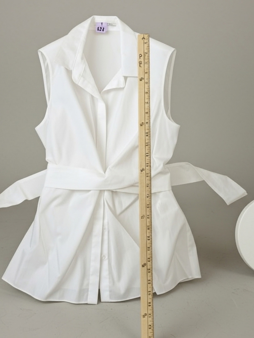 Tahari Womens Sleeveless White Tie-Waist Shirt Dress Size Small - Picture 2 of 8